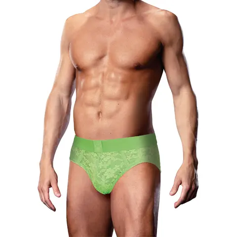 Prowler Lace Open Back Brief Neon Green XL