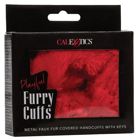 Playful Furry Cuffs in Red
