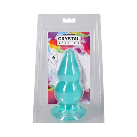 Crystal Jellies Double Pop Plug 6 in. in Teal