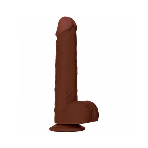 RealRock 9 in. Cock with Balls Straight Brown