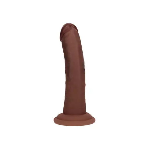 Realrock Dual Density Silicone Realistic Curved Dildo 6 in. in Brown