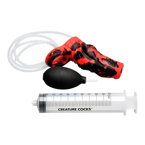 Creature Cocks Hell Hound Squirting Silicone Penis Enhancer Red