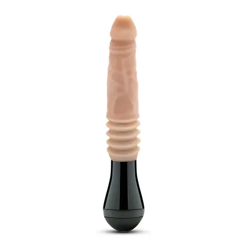 Dr. Skin Silicone Dr. Knight 10.5 in. Thrusting, Gyrating & Vibrating Dildo with Handle Beige
