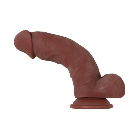 Evolved Real Supple Girthy Poseable 8.5 in. Realistic Dildo With Balls in Brown