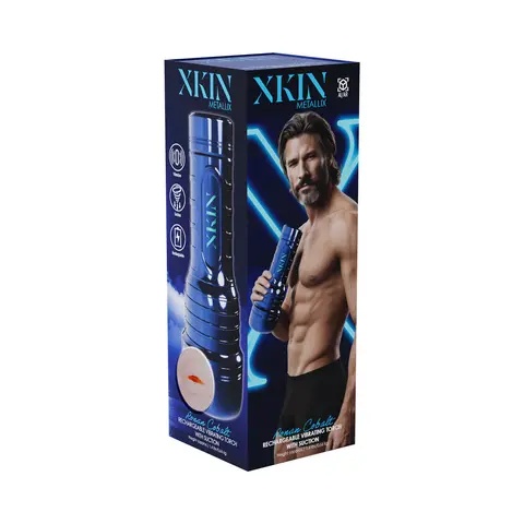 XKIN Ronan Cobalt Mouth Vibrating + Suction Torch Masturbator Metallic Blue