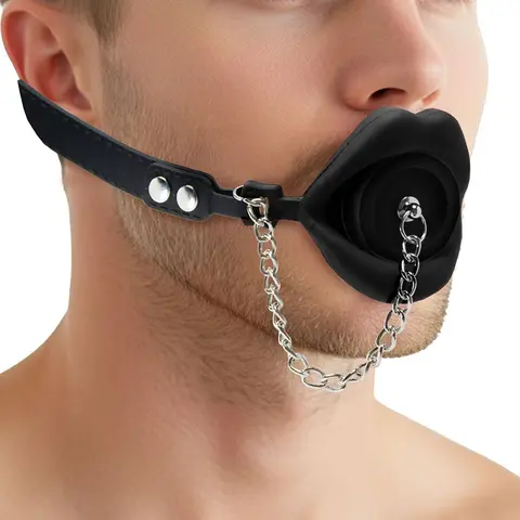 Master Series Plugged Silicone Feeding Gag Black