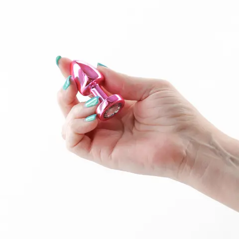 Rear Assets Petite Metal Anal Plug in Pink