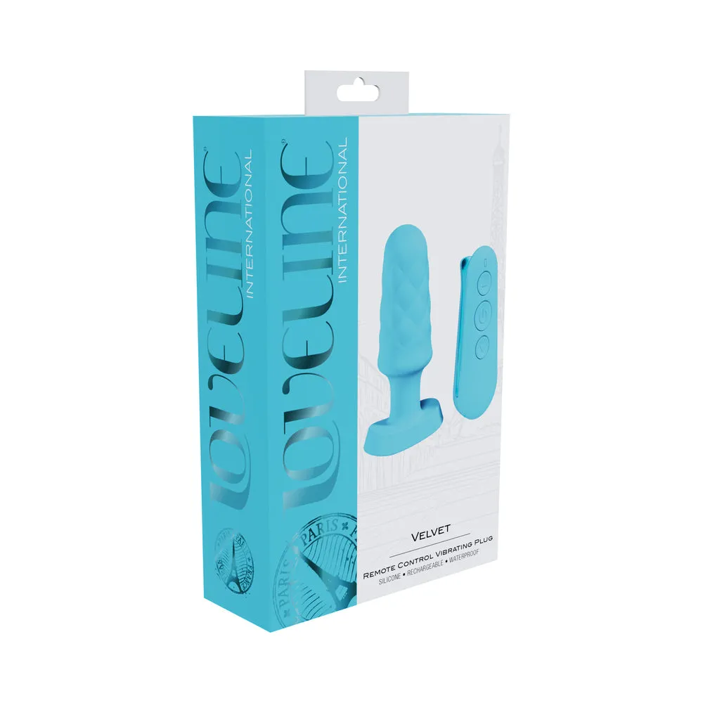 Loveline Velvet Rechargeable Silicone Remote Control Vibrating Plug in Blue