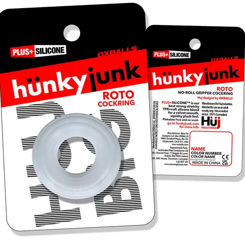 Hunkyjunk Roto Grooved Gripper-Ribbed Cockring Clear Steam