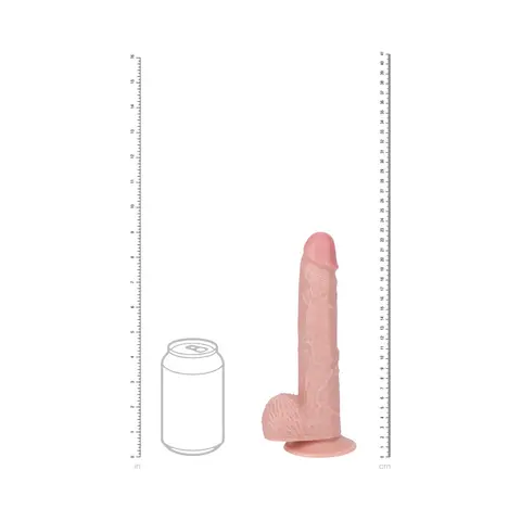 RealRock 9 in. Vibrating Cock with Balls Regular Straight in Beige