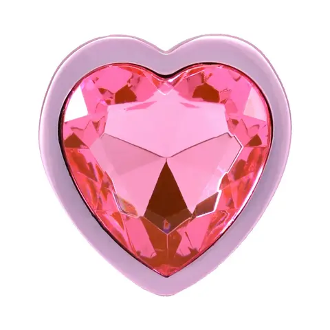 Booty Bling Heart Diamond Jeweled Metal Plug Pink Small