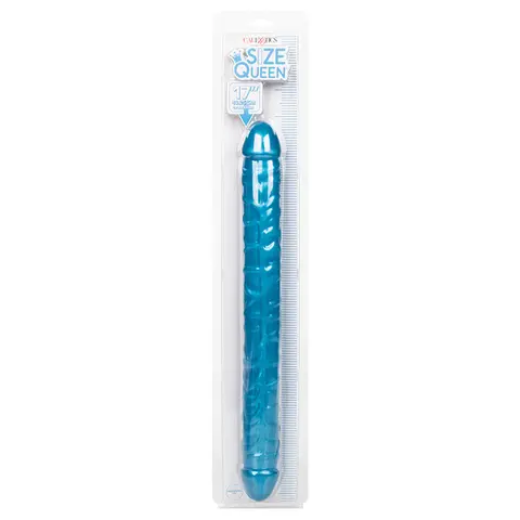 Size Queen Double Dildo Blue 17 in.