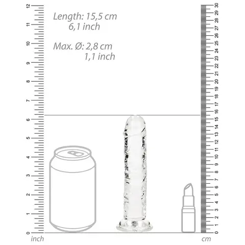 RealRock Crystal Clear Straight 6 in. Dildo Without Balls in Clear