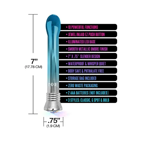 Nixie Waterproof 10-Function Bulb Vibe - Blue Ombre Glow