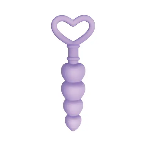 Evolved Sweet Treat Heart-Shaped Beaded Silicone Anal Plug Light Purple