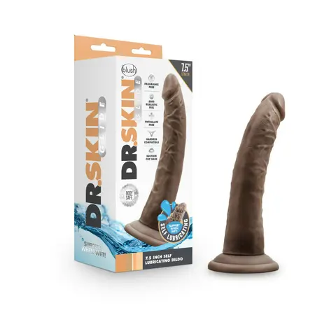 Dr. Skin Glide Realistic 7.5 in. Self-Lubricating Dildo in Brown