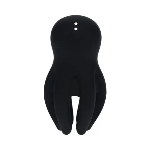 LEVELZ Digital Vibrating Silicone Penis Head Stimulator with Tentacles in Black