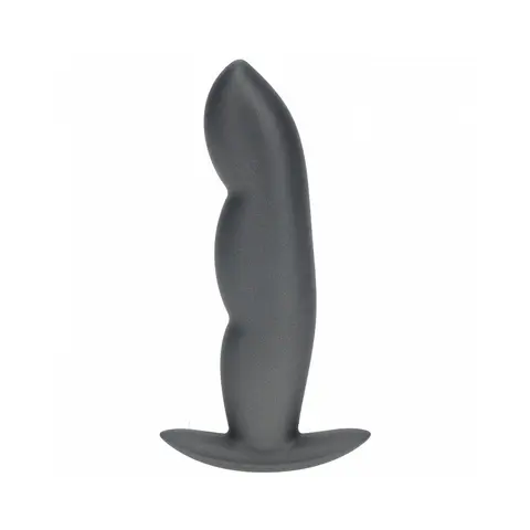 Ouch! Smooth Silicone Finger Anal Plug 4.6 in. Gun Metal