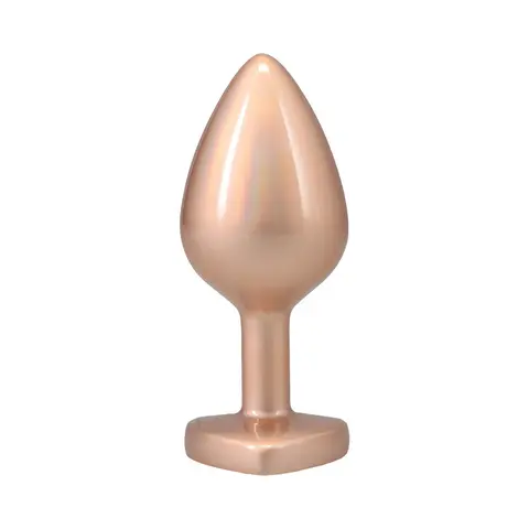Booty Bling Heart Diamond Jeweled Metal Plug Gold Medium