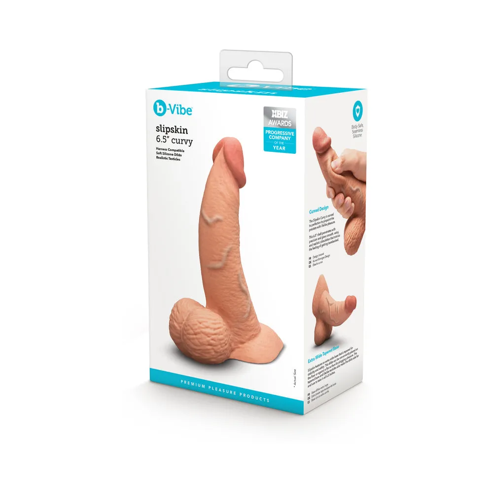 b-Vibe Slipskin Realistic Silicone Dildo 6.5 in. Curved in Mocha