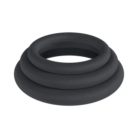 LEVELZ Classic Silicone Cock Ring Set of 3 (XS/S/M) in Black