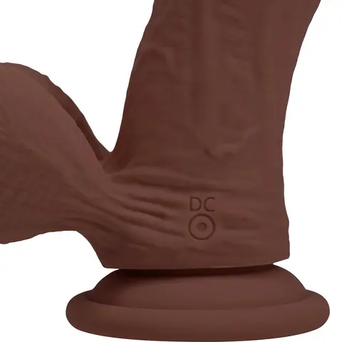 Realrock Realistic Dual Density Vibrating Silicone Dildo with Weighted Balls 7 in. in Brown