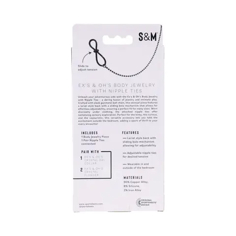 Sportsheets Sex & Mischief Ex's & Oh's Body Jewelry with Nipple Ties