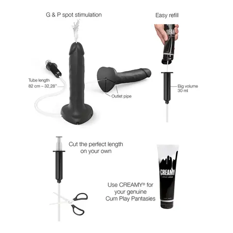 Strap-On-Me Squirting Cum Realistic Dildo Large in Black