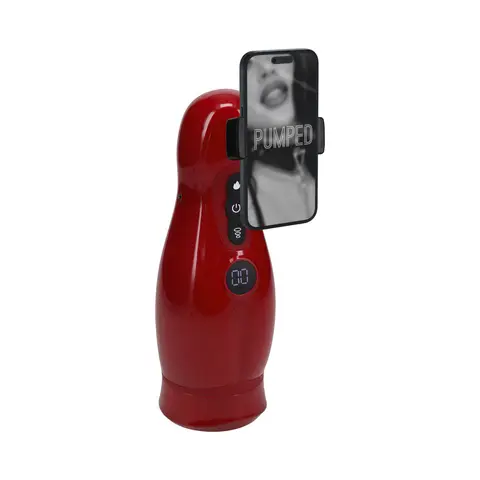 PUMPED Virtuo Masturbator Suction Vibration Phone Attachment Metallic Red