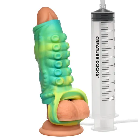 Creature Cocks Siphon Tentacle Squirting Silicone Penis Enhancer in Green