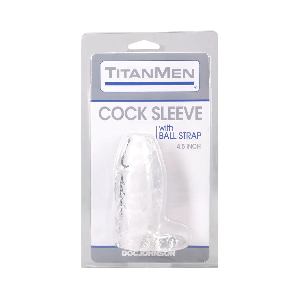 TitanMen Cock Sleeve with Ball Strap 4.5 in. Clear