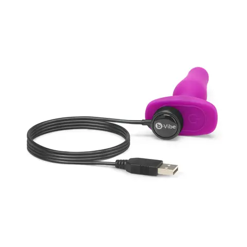b-Vibe Novice Rechargeable Remote-Controlled Vibrating Silicone Anal Plug in Fuchsia
