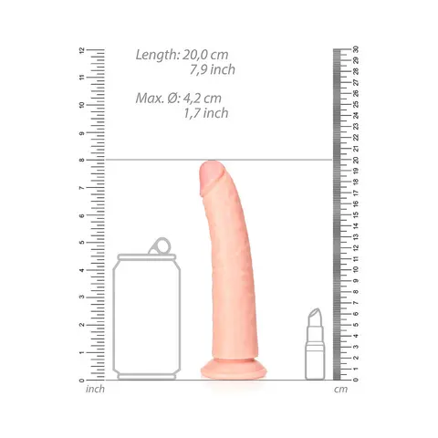 RealRock Realistic 7 in. Slim Dildo With Suction Cup in Beige