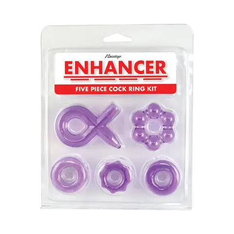 Enhancer Five Piece Cock Ring Set in Purple