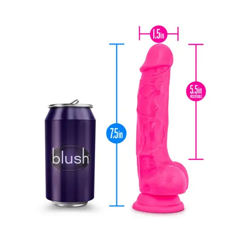Neo Elite 7.5 in. Silicone Dual Density Dildo with Balls Neon Pink