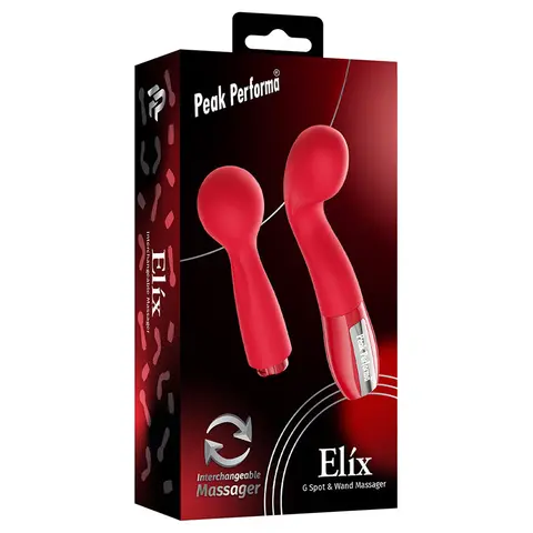 Peak Performa Elix G-Spot & Wand Interchangeable Massager in Red