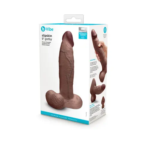 b-Vibe Slipskin Realistic Silicone Dildo 9 in. Girthy in Brown