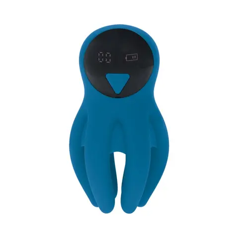 LEVELZ Digital Vibrating Silicone Penis Head Stimulator with Tentacles in Teal