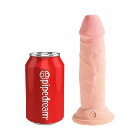 King Cock Plus 6 in. Triple Density Cock Realistic Dildo With Suction Cup Beige