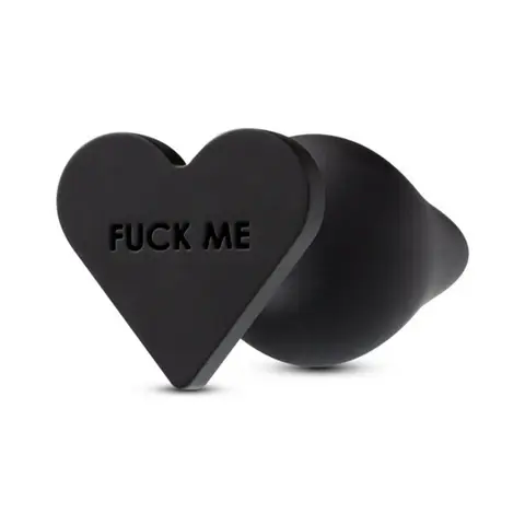 Temptasia 'Fuck Me' Silicone Anal Plug with Heart-Shaped Base Black