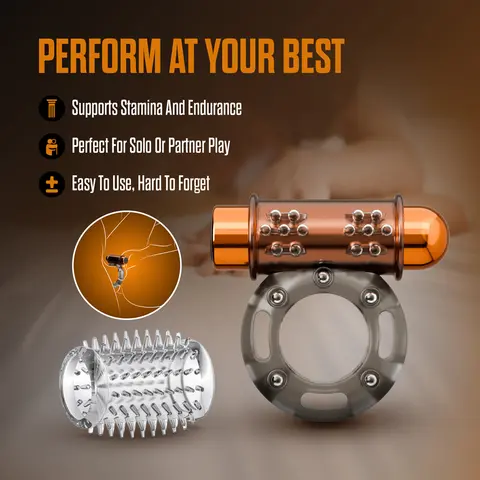 Stay Hard Vibrating Cock Ring Set with Sleeve 3