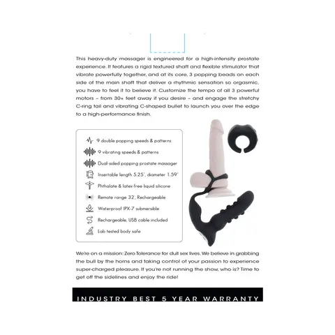 Zero Tolerance Popping P-Spot Silicone Rechargeable Black