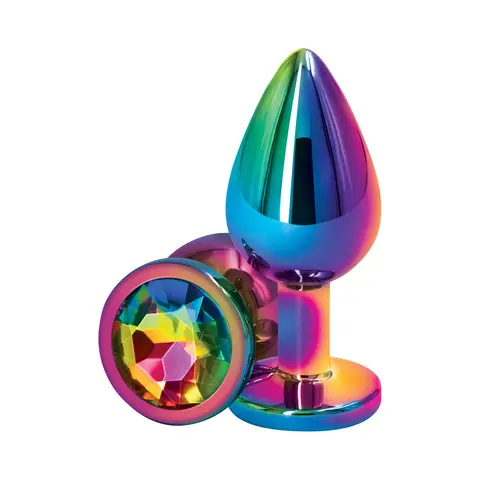 Rear Assets Metal Anal Plug Medium in Multicolor/Rainbow