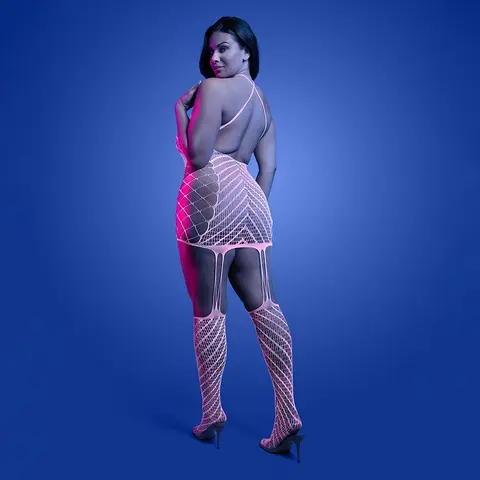 Fantasy Lingerie Glow Metamorphic Glow-in-the-Dark Bodystocking Dress Queen Size