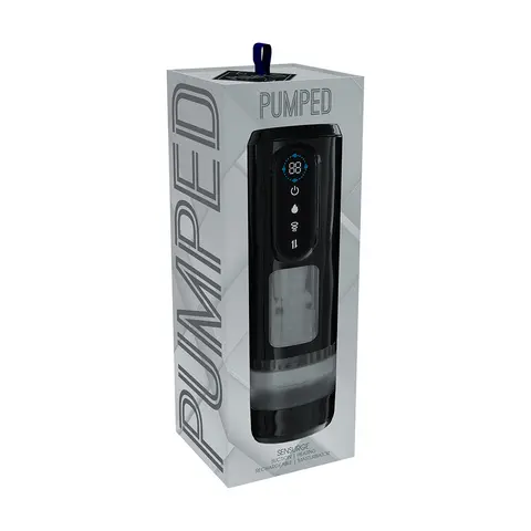 PUMPED Sensurge Automatic Rechargeable Heating Suction Masturbator in Black