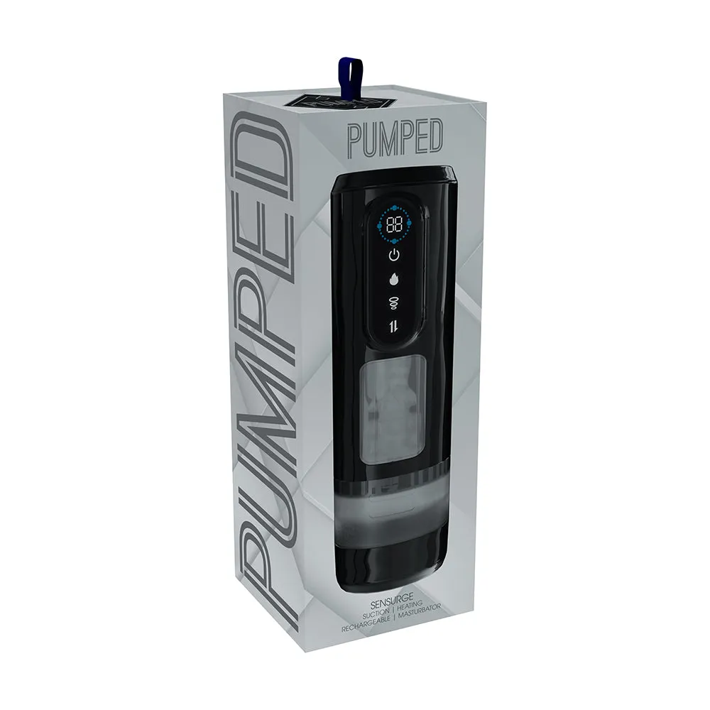 PUMPED Sensurge Automatic Rechargeable Heating Suction Masturbator in Black