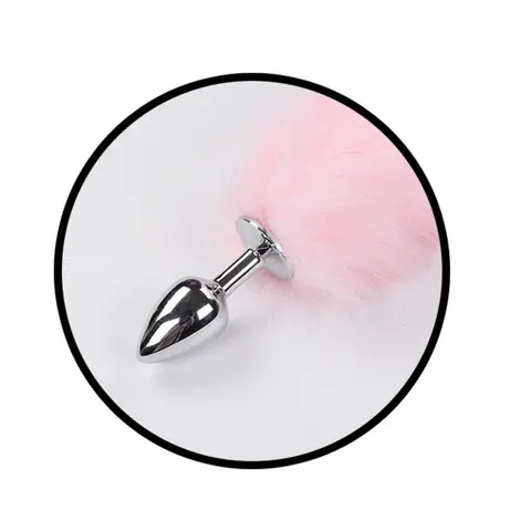 Foxy Tail Light Up Faux Fur Butt Plug With Multicolored Light Pattern in Pink