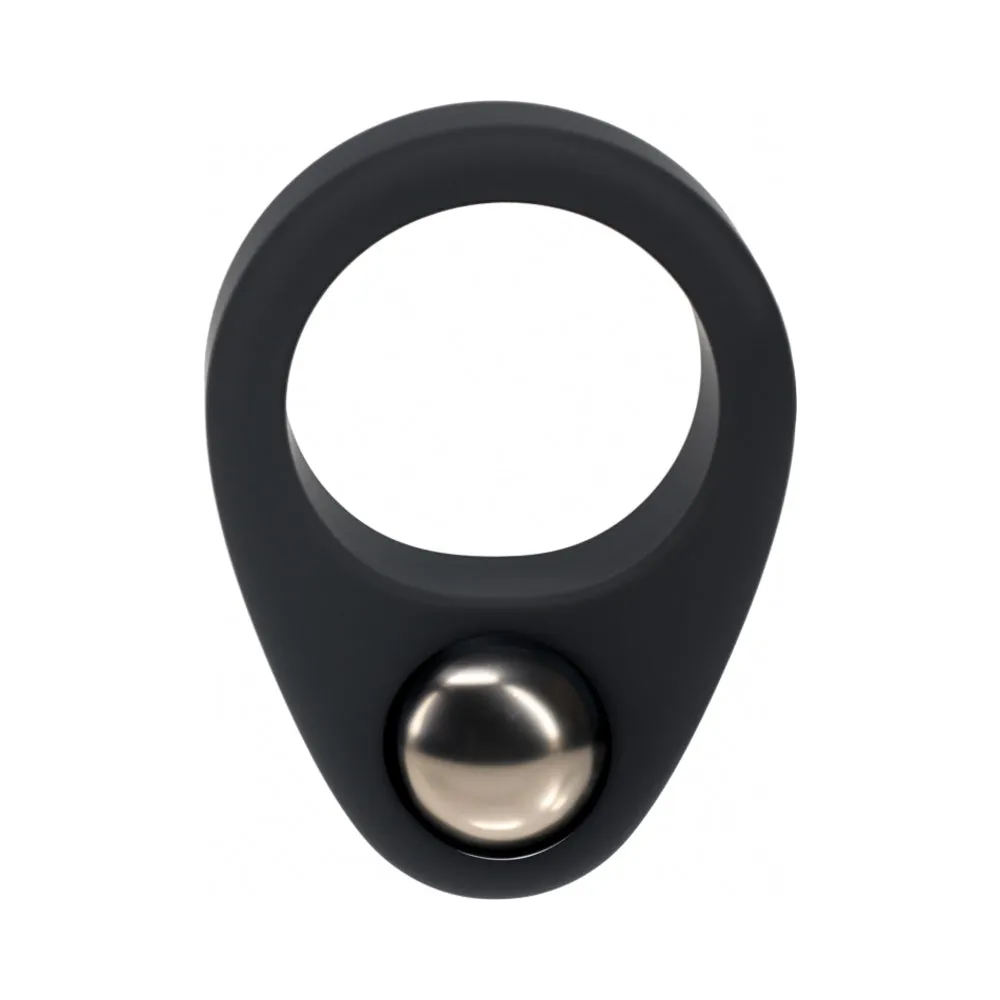 LEVELZ Liquid Silicone Single Weighted Ball Cock Ring in Black