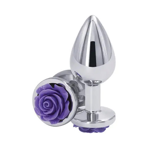 Rear Assets Rose Anal Plug Medium in Purple