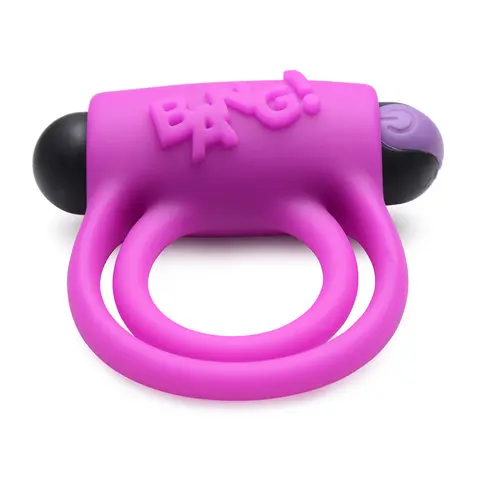 BANG! Silicone Cock Ring & Bullet with Remote Control in Purple
